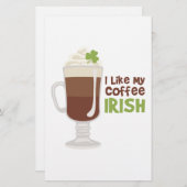 私は私のコーヒーをアイルランド語好みます 便箋 (正面/裏面)