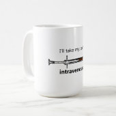 私は私のコーヒーを静脈内で取ります コーヒーマグカップ (正面左)