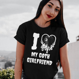 私は私のゴシックガールフレンド滴下ハート写真 Tシャツ