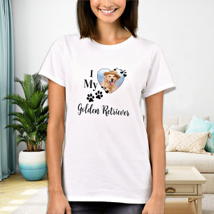 私は私のゴールデンレトリバーかわいいハート犬の写真が大好き Tシャツ
