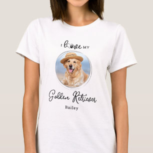 私は私のゴールデンレトリバーの犬パーソナライズされたの写真が大好き Tシャツ