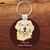 私は私のゴールデンレトリバー、犬、ペットが大好き キーホルダー (正面)