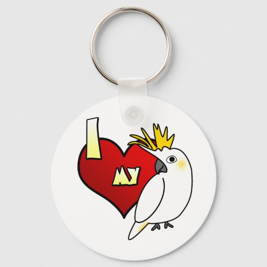私は私のシトロンコッカトゥーが大好き キーホルダー (正面)