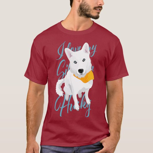 私は私のシベリアのハスキーの白い雪の犬と一緒に大好き Tシャツ (正面)