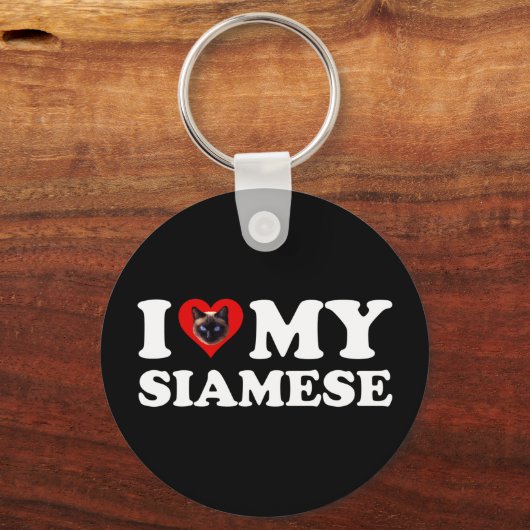 私は私のシャムハートが大好き キーホルダー (正面)