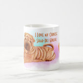 私は私のシャール中国のペイ名の漫画カスタム犬が大好き コーヒーマグカップ (中央)