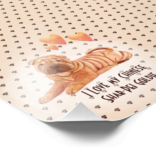 私は私のシャール中国のペイ名の漫画カスタム犬が大好き フォトプリント (角)