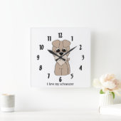 私は私のシュナウザーの壁時計が大好き スクエア壁時計 (ホーム)