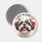 私は私のシーズー（犬）子犬を愛する マグネット (正面/裏面)