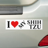 私は私のシーズー（犬）Tzuが大好き バンパーステッカー (車上)
