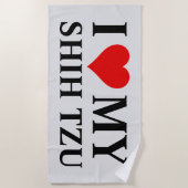 私は私のシーズー（犬）Tzuが大好き ビーチタオル (正面)