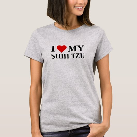 私は私のシーズー(犬)Tzuが大好き Tシャツ (正面)