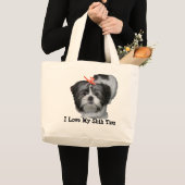 私は私のシーズー(犬) Tzuを愛します ラージトートバッグ (正面(商品))