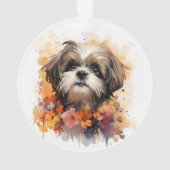 私は私のシーズー（犬）Tzuフローラドッグポートレート オーナメント (裏面)