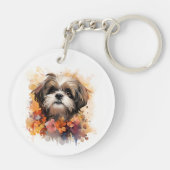 私は私のシーズー(犬)Tzuフローラドッグポートレート キーホルダー (裏面)