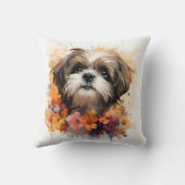 私は私のシーズー（犬）Tzuフローラドッグポートレート クッション (裏面)