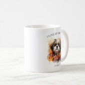 私は私のシーズー(犬)Tzuフローラドッグポートレート コーヒーマグカップ (正面右)