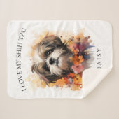 私は私のシーズー(犬)Tzuフローラドッグポートレート シェルパブランケット (正面(横))