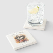 私は私のシーズー（犬）Tzuフローラドッグポートレート ストーンコースター (横)