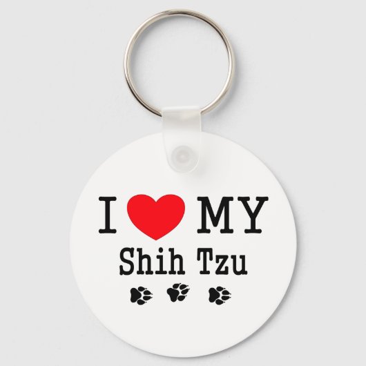 私は私のシーズー（犬）Tzu大好き！ キーホルダー (正面)