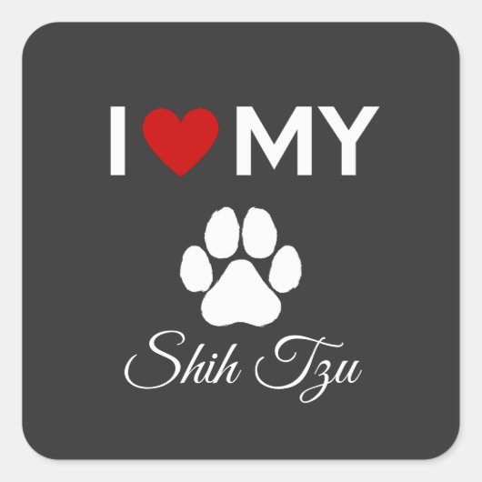 私は私のシーズー(犬)Tzu犬カスタム文字 スクエアシール (正面)