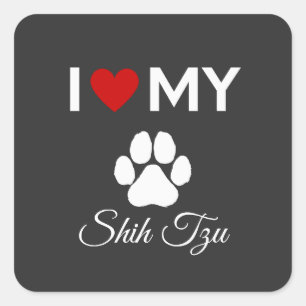 私は私のシーズー(犬)Tzu犬カスタム文字 スクエアシール