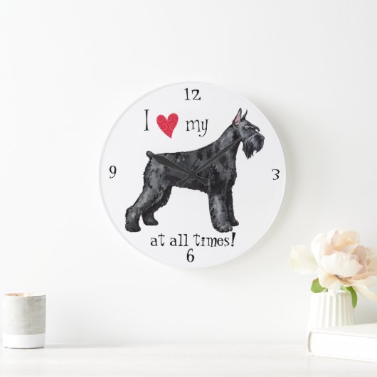 私は私のジャイアントシュナウザーが大好き ラージ壁時計 (ホーム)