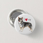 私は私のスウェーデンのVallhundを愛します 缶バッジ (正面&裏面)