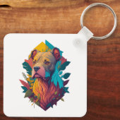 私は私のステイフィーが大好き – （犬）スタッフォードテリア，トロピカル キーホルダー (裏面)