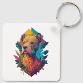 私は私のステイフィーが大好き – （犬）スタッフォードテリア，トロピカル キーホルダー (裏面)