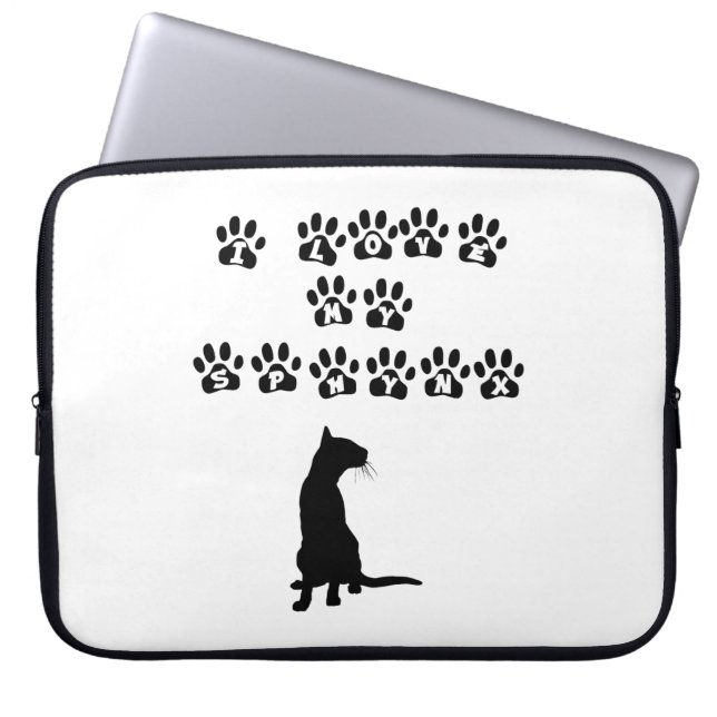私は私のスフィンクスが大好き ラップトップスリーブ (正面)
