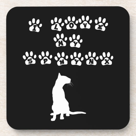 私は私のスフィンクス白が大好き コースター (正面)