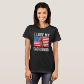 私は私のダシュントパパママアメリカ国旗のウィーナーD大好き Tシャツ (正面フル)