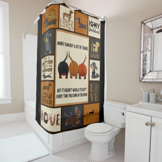 私は私のダックスフントが大好き。細君は命が惜しい シャワーカーテン (インサイチュ)