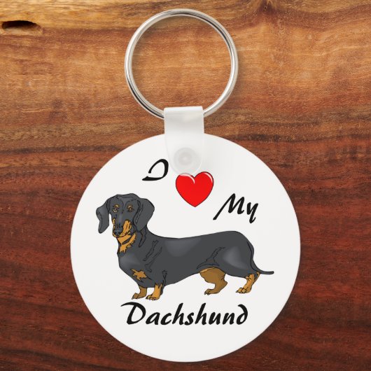 私は私のダックスフントのキーチェーンが大好き キーホルダー (正面)