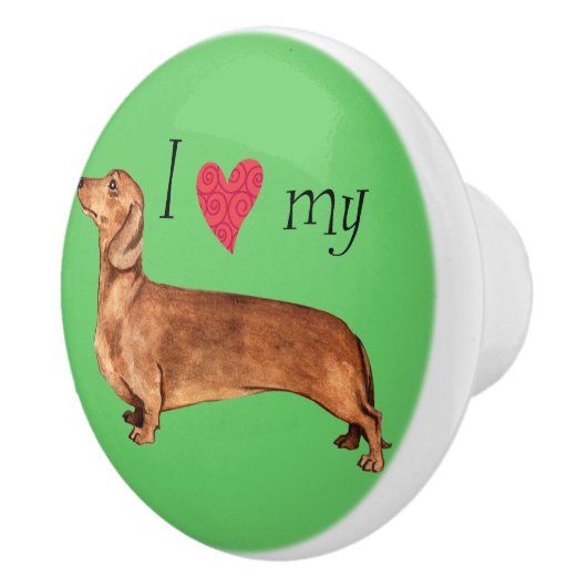 私は私のダックスフントを愛します セラミックノブ (右)