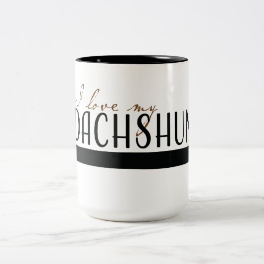 私は私のダックスフントを愛します ツートーンマグカップ (中央)