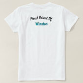 私は私のダックスフント大好き：ティール（緑がかった色）とブラック Tシャツ (デザイン裏面)