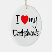 私は私のダックスフント犬が大好き セラミックオーナメント (右)