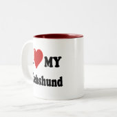 私は私のダックスフント犬のギフト及び服装を愛します ツートーンマグカップ (正面左)