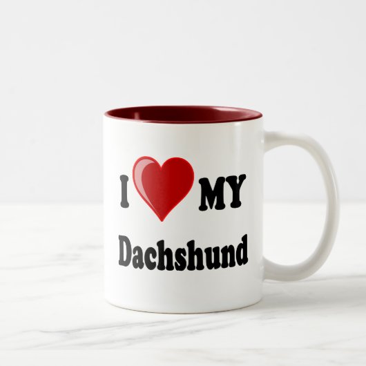 私は私のダックスフント犬のギフト及び服装を愛します ツートーンマグカップ (右)