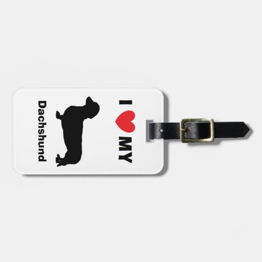 "私は私のダックスフント"の荷物のラベル愛します ラゲッジタグ (正面横)