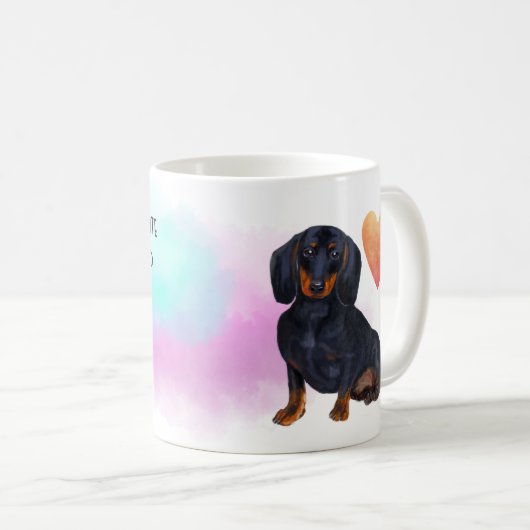 私は私のダッシュント黒い漫画カスタムの犬が大好き コーヒーマグカップ (正面右)