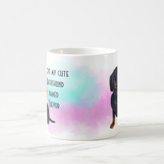 私は私のダッシュント黒い漫画カスタムの犬が大好き コーヒーマグカップ (中央)