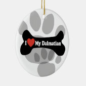 私は私のダルマチア人-犬用の骨--を愛します セラミックオーナメント (右)