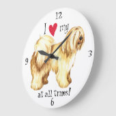 私は私のチベタンテリアを愛します ラージ壁時計 (傾斜)