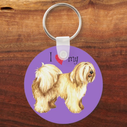 私は私のチベットテリアが大好き キーホルダー (正面)
