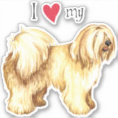 私は私のチベットテリアビニールステッカーが大好き シール (正面)