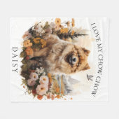 私は私のチャウチャウフローラドッグポートレート フリースブランケット (正面(横))