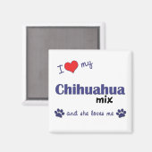 私は私のチワフアミックス大好き（雌犬） マグネット (正面/裏面)